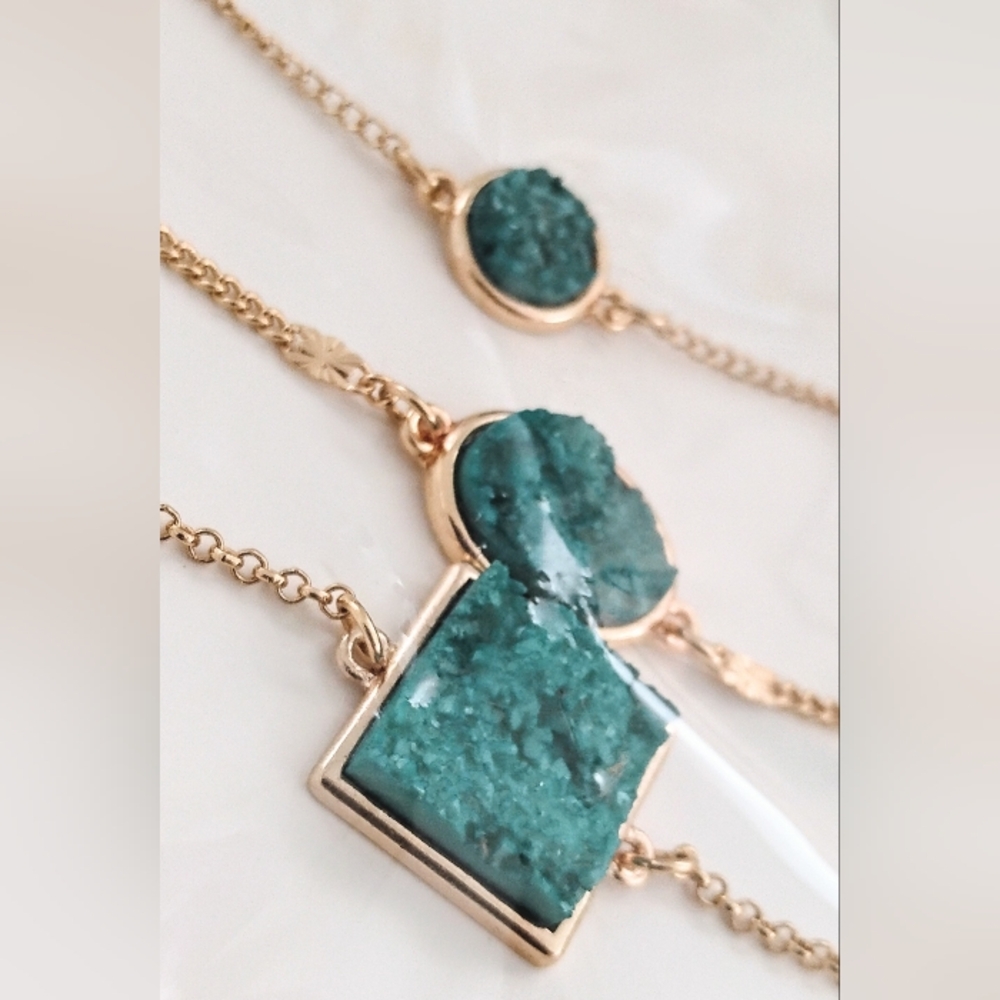 Gold and Green Stone Bracelet Set